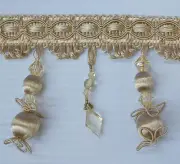 LIGHT TAN COLOR WITH CRYSTAL TASSEL TRIM-DRAPERY & UPHOLSTERY -Per Yard -
