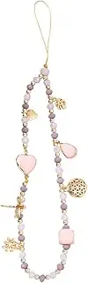 Crystal Mobile Chain Charm Strap Fashion Universal Beaded Lanyard Wrist Strap Dragonfly Flower Decorations Charm Keychain for Women Teen Girls Phone Bracelet