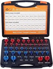 44Pcs Nut and Bolt Thread Checker Bolt and Nut Identifier Gauge Box Male/Female Gauges