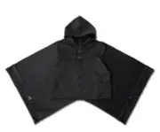 Cyberpunk black zip up hooded kimono jacket