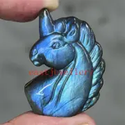 1.4" Top Natural Labradorite Unicorn Skull Quartz Crystal Skull Gem Healing 1pc