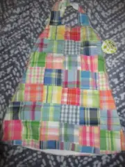 nwt Potato Saks madras patchwork halter dress girls 3T free ship USA