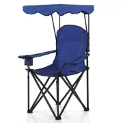 Oversized Camping Chair with Shade Canopy, Folding Lawn Chairs with Cup Holde...