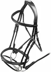 Velociti Raised Flash Leather Horse Bridle (UK Size: Pony) (Black)