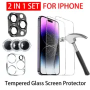 2X Tempered Glass Screen Protector + Back Camera Lens For iPhone 13 14 15Pro Max