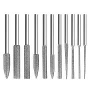 11PCS Diamond Burr Bits Drill Set Rotary Multi Tool Accessories Kit For Dremel