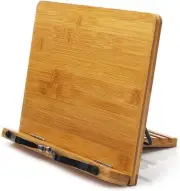 wishacc Bamboo Book Stand, Adjustable Holder Tray and 11.0 x 8.1 inches