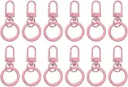 uxcell 12 Pcs Lobster Claw Clasp, Colorful Metal Keychain Clasp Swivel Hooks with Spring Key Rings Trigger Clips for Bag Door Key Chains DIY Craft Jewelry Making, Pink