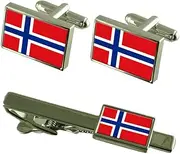 [Select Gifts] Norway Flag Cufflinks Tie Clip Matching Box Gift Set