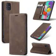 CaseMe Samsung Galaxy A51 Classic Leather Folio Case Cover Skin A515 [Coffee]