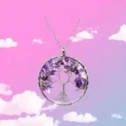 Amethyst Gemstone Tree of Life Necklace