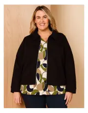 [Regatta] Organic Cotton Blend Zip Up Collared Jacket With Patch Pockets in Black