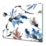 Glass Worktop Saver Kitchen Watercolour Lea Minimalistic Flowers Ink Art 60x52