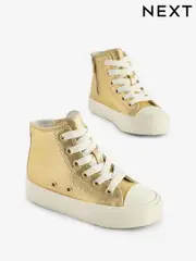 Gold Metallic Wide Fit (G) Chunky High Top Trainers (B62644) | $39 - $44