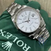 Rolex Datejust 41 White Index Fluted Bezel Oyster 126334 Complete Unworn