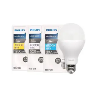 【Philips 飛利浦】4入組 易省 LED燈泡 15W E27 全電壓 LED 球泡燈(2024年最新款)