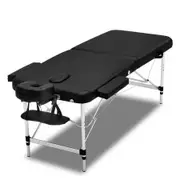 Zenses Massage Table 55cm 2 Fold Aluminium Massage Bed Portable Beauty Therapy Black
