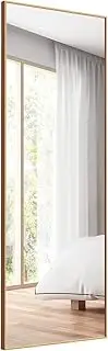 [Giantex] Full Length Mirror, 150x56cm, Full Body Mirror w/Aluminum Frame & Explosion-Proof Glass, Hanging/Leaning Against The Wall, Floor Mirror Dressing Mirror for Bedroom Living Room (Gold)