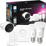 Philips Hue Secure Starter Kit, Hue Secure Wired Camera, Hue Contact Sensors, Hue E27 White & Colour Amb. Lamps, Hue Bridge, Two Way Conversation, Controllable via Hue App, White