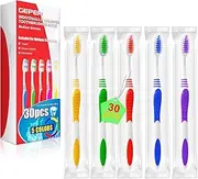 GEPER 30PCS Individually Wrapped Toothbrushes Bulk Pack, Soft Toothbrush Bulk for Adults Kids, Travel Toothbrush Disposable Toothbrushes, Soft Bristle Toiletries Pack for Travel, Guests, Donation