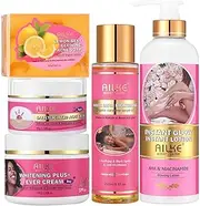 AILKE Skin Lightening Set, Deep Clean Skin With Niacinamide, AHA, Reduce Acne, Pimples, Fine Lines, Moisturizing, Nourishing, Smooth, Vegan Kit For All Skin Types