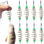 YARNOW Fishing Feeder Baits Cages Olive Shape Spring Fishing Feeder Bait Holders with Luminous Pendant Beads