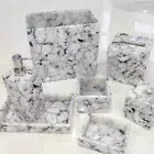 White Labradorite Stone Top Bathroom Set, Soap Dispenser Set for Bathroom Decors
