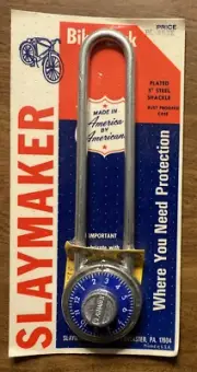 Vintage Slaymaker Bicycle Bike Lock 5 inch Combination Padlock Blue SEALED NOS