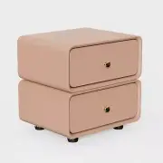 Cute Khaki Bedroom Nightstand Modern Bedside Table End Side Desk with 2 Drawers