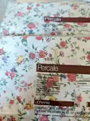 Vintage NOS JCPenney Percale Dusty Rose Saybrook Full Flat & Fitted Sheet Set