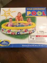 Wild Geometry Three Ring Inflatable Pool 58” X 13”