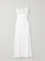 [Maygel Coronel] Maygel Coronel - Aura Appliquéd Stretch-jersey Midi Dress - Off-white - Extended Extended Off-white