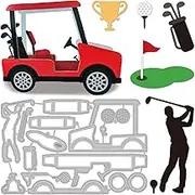 1Set 15Pcs Golf Cart Cutting Dies for DIY Scrapbooking Metal Golf Tools Sport Die Cuts Embossing Stencils Template for Paper Card Making Decoration Album Craft Decor