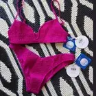 Tori Praver Smocked Bikini Set Phoebe Sly Plumeria Pink Revolve NWT $218 S
