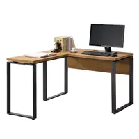 在飛比找momo購物網優惠-【AT HOME】4尺黃金橡木色L型鐵藝書桌/電腦桌/工作桌