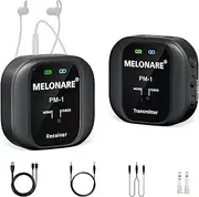 MELONARE PM-1 Wireless In-Ear Monitor System - UHF 500MHz, Low Latency, HD Audio, Beltpack Transmitter & Receiver, 10 Channels, Mono/Stereo Selection, IEM for Live Performance, Studio, Bands
