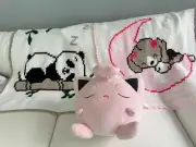 Sleepy Panda and Dog Moon Crochet Blanket Pattern, 31" x 37", Color Printing