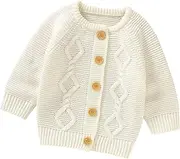 [Generic] Baby Zip up Hoodie Baby Girl Boy Knit Cardigan Sweater Warm Pullover Tops Toddler Infant Solid Outerwear Jacket Coat Outfit Clothes Girls