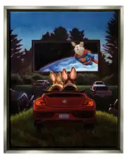 Romantic Bunny Movie Drive-In Framed Floater Canvas Wall Art by Lucia Heffernan