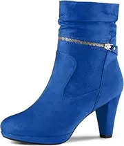 [Allegra K] Women's Ankle Zip Platform High Heel Mid Calf Boots