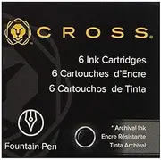 Cross 8921 Original Refill for Fountain Pen Ink Cartridges, Compatible with a variety of Cross Fountain Pens, 6 Pack, Black