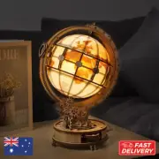 3D Wooden Globe Puzzle Night Lamp DIY Creative Desk Ornament