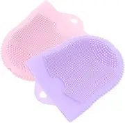 Ipetboom 2pcs Silicone Facial Cleansing Brush for Women Handhold Face Exfoliator Face Scrubber Different Sizes for Deep Pore Cleansing