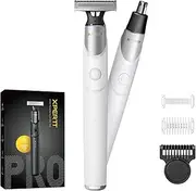 Xpert T All-in-One Magnetic Beard & Body Grooming Kit for Men/Women | 12-in-1 Adjustable Combs, Nose Hair Trimmer Head, 90min Fast Charge, Travel-Friendly, White