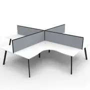 Rapidline Rapid Eternity Corner Workstation 4 Person W1800 X W1500 X D750 X H730Mm (Per User) White Top Black Quad Frame