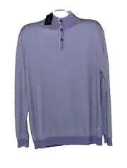 Raffi Purple Italy Design Long Sleeve 1/4 Button Cotton Men's Sweater Sz XL
