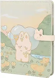 Zeph Hosea Cute Cartoon Notebook Kawaii Journal Notebook Japanese Sketchbook Leather Cover Diary Notepad Travel Notebook,Green