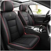 UQABS 5 Seats Car Leather Seat Cover For Opel Astra H Astra J Astra G Badge Zafira B Astra Corsa D Vectra C Corsa Dacia Duster,Universal、To Fit Most Cars、waterproof-Black and red
