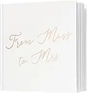 Calculs from Miss to Mrs Picture Book for Instax Film, Polaroid Bridal Shower Guest Book Blank Pages Bride to Be Scrapbook, 8.5” Square White Cover Rose Gold Script