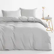 Light Grey Microfiber Doona Cover Bedding Set